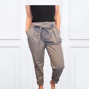 XL Grey Paperbag High Waist Dress Office Pants